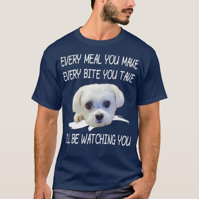 Camiseta Cachorro Maltês Engraçado Ver Proprietário Citar C (Frente)