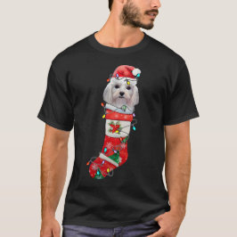 Camiseta Cachorro Maltês giro Natal, Xmas Cachorro Maltês