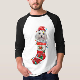 Camiseta Cachorro Maltês giro Natal, Xmas Cachorro Maltês