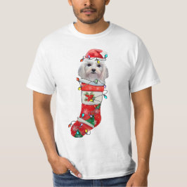 Camiseta Cachorro Maltês giro Natal, Xmas Maltês Cachorro T