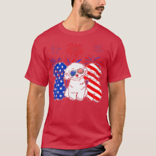 Camiseta Cachorro Maltês Incrível Bandeira Americana 4 De J
