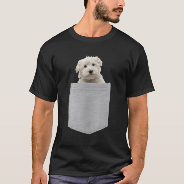 Camiseta Cachorro Maltês No Bolso (Frente)