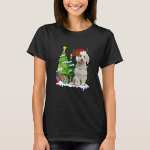 Camiseta Cachorro Maltês Santa Hat Reindet Luzes de Natal