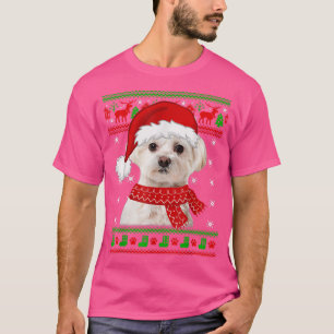Camiseta Cachorro Maltês Suor Feio de Natal Puppy Cachorro