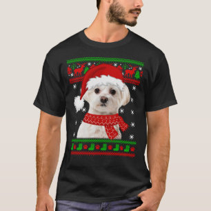 Camiseta Cachorro Maltês Suor Feio de Natal Puppy Dog Love