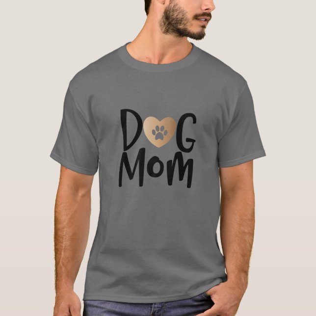 Camiseta Cachorro Mamãe Bonita Pawprint Eu Amo Meu Cachorro (Frente)