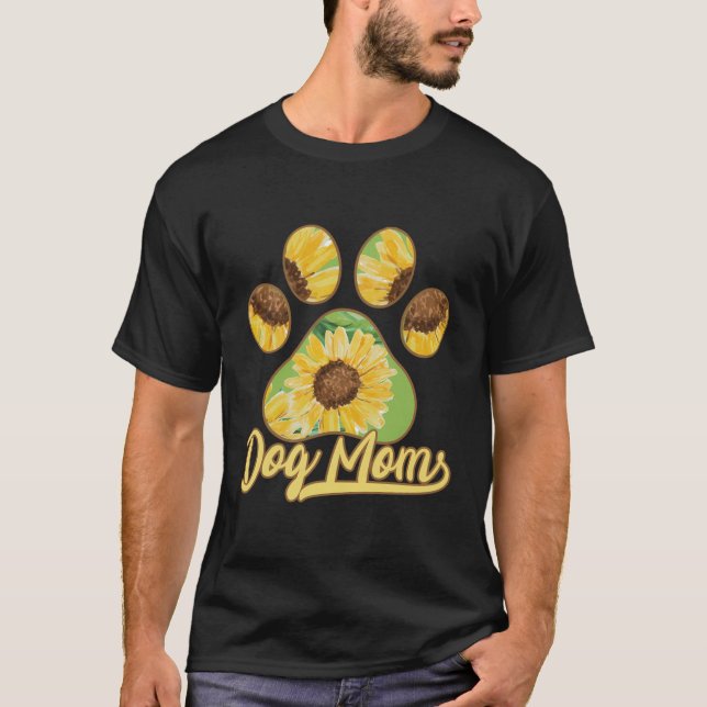 Camiseta Cachorro Mamãe Engraçada Pata Girassol Presente (Frente)