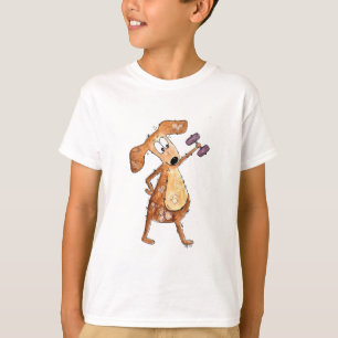 Camiseta Cachorro Marrom Cachorro Cachorro Levantando Pesos