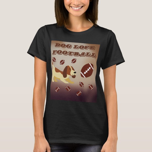 Camiseta Cachorro Marrom Engraçado Jogando Futebol Mulheres (Frente)