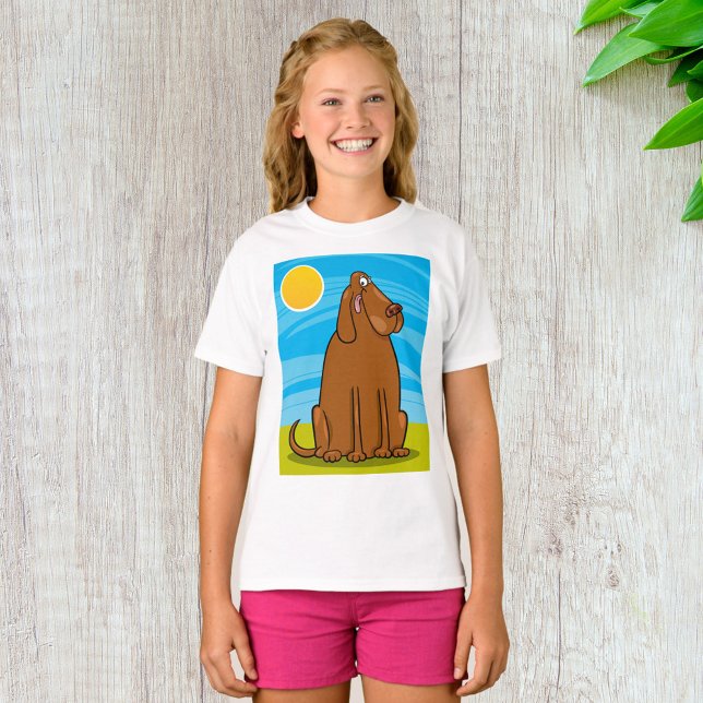 Camiseta Cachorro Marrom Engraçado Sentado no Sol (Criador carregado)