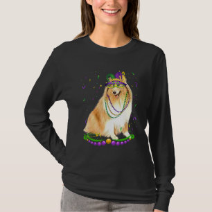 Camiseta Cachorro Máscara Mardi Gras de Cute Shetland Vesti