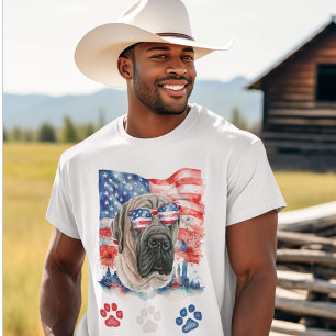 Camiseta Cachorro Mastim Inglês Vermelho Branco e Azul 4 de