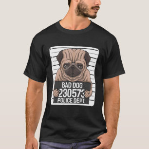 Camiseta Cachorro Mau Pug na Prisão Roupas de Pugs