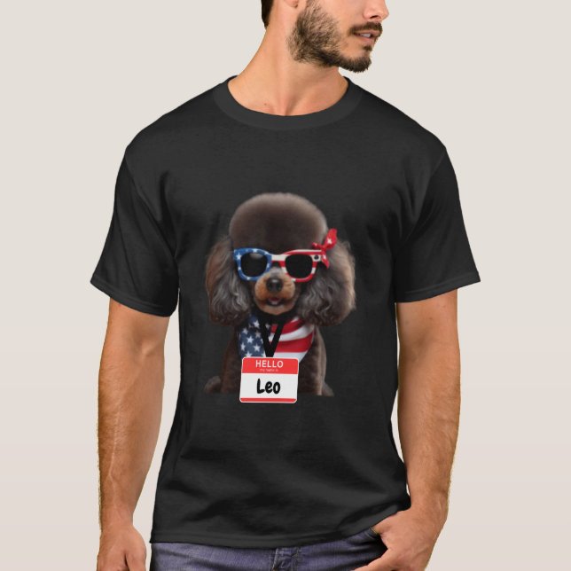 Camiseta Cachorro Miniatura Cachorro Leo Homens Meninas Men (Frente)
