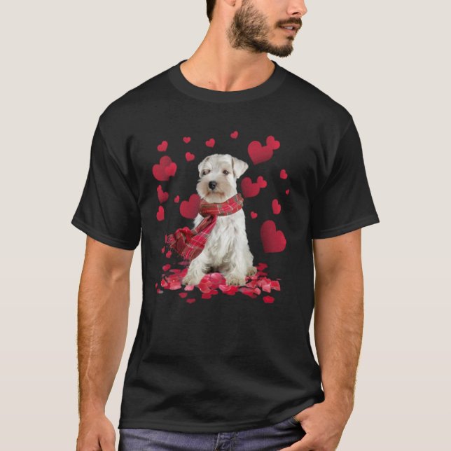 Camiseta Cachorro Miniatura Schnauzer Cômico Cachecol de Co (Frente)
