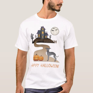 Camiseta Cachorro Molhado Azul E Casa Assombrada Ao Hallowe