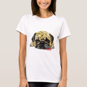 Camiseta Cachorro Mops - Desenho - Divertido
