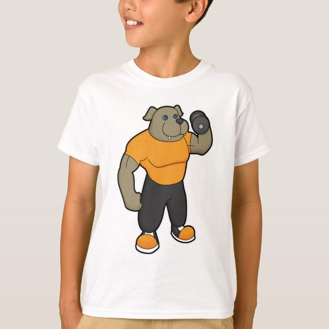 Camiseta Cachorro na Malhação com Dumbbell (Frente)