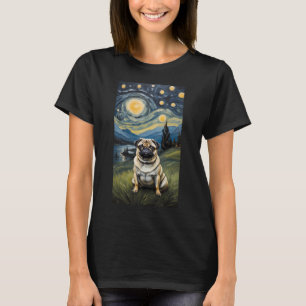 Camiseta Cachorro na Noite Estrelada, estilo Edvard Munch
