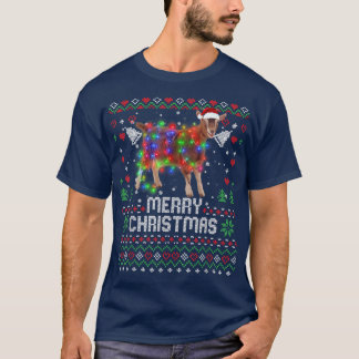 Camiseta Cachorro não, Bode Papai Noel Chapéu Animal Árvore