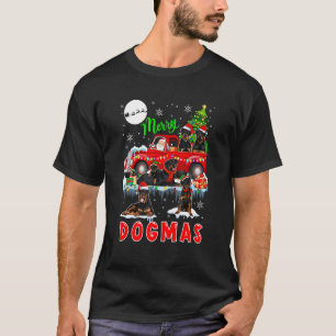 Camiseta Cachorro Natal Feliz Papai Noel Carregando Rottwei