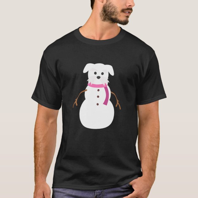 Camiseta Cachorro Natal "miniatura Schnauzer Snowman" Chris (Frente)