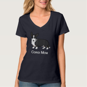Camiseta Cachorro Negro Bonito Cardigan Welsh Corgi Mãe
