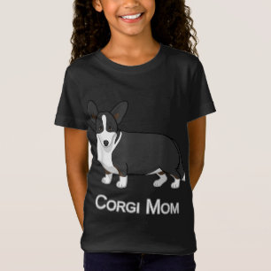 Camiseta Cachorro Negro Bonito Cardigan Welsh Corgi Mãe