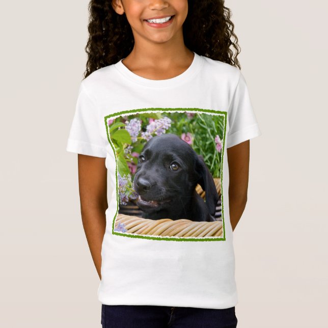 Camiseta Cachorro Negro-Bonito Labrador Retriever Foto Pet  (Frente)