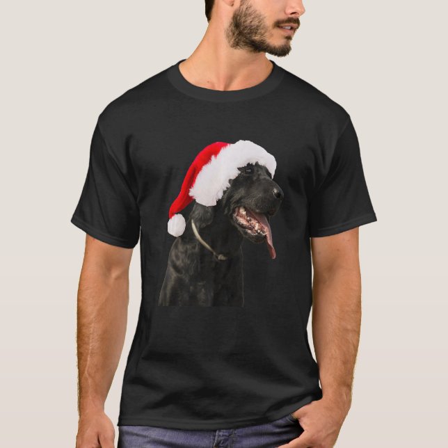 Camiseta Cachorro Negro Cachorro Cachorro Papai Noel Natal  (Frente)