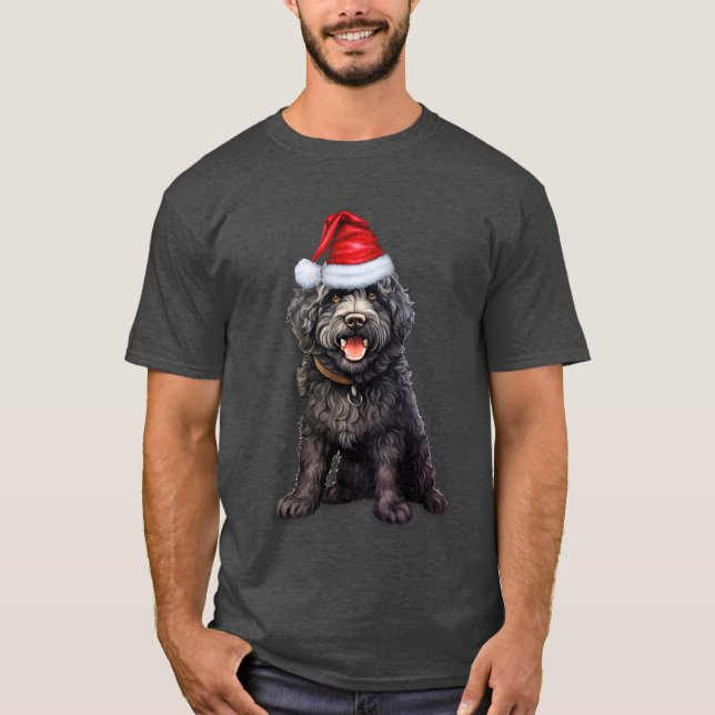 Camiseta Cachorro Negro Cachorro Gelado Frio Natal (Frente)