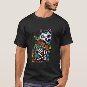 Camiseta Cachorro Negro de Açúcar De Los Muertos Catrina Di