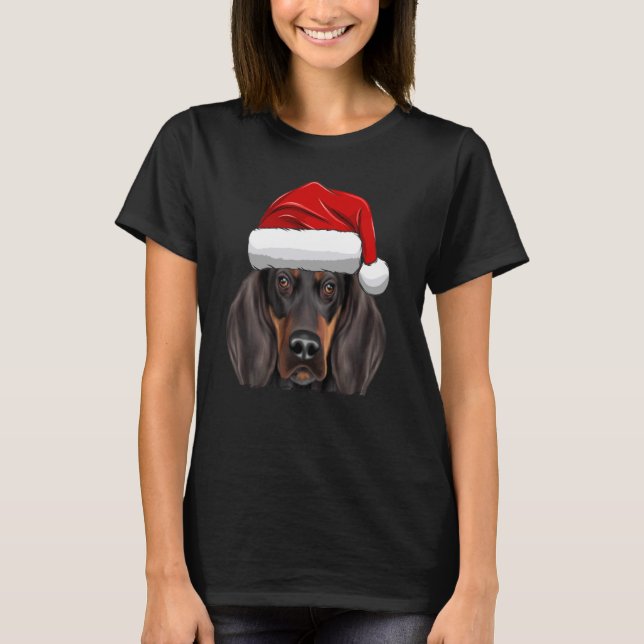 Camiseta Cachorro Negro e Cachorro de Ferro de Natal (Frente)