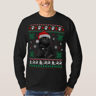 Camiseta Cachorro Negro Engraçado Moletador de Natal Feio