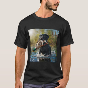 Camiseta Cachorro Negro Labrador Retriever Cachorando Patos