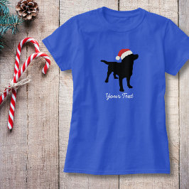 Camiseta Cachorro Negro vestindo o chapéu de Natal do Papai