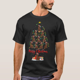 Camiseta Cachorro Newfoundland Luzes Árvore de Natal Papai
