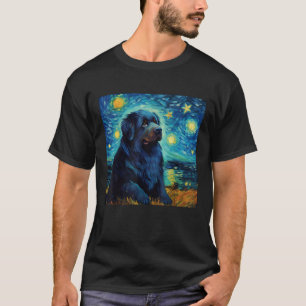 Camiseta Cachorro Newfoundland Noite Estrelada Surrealista