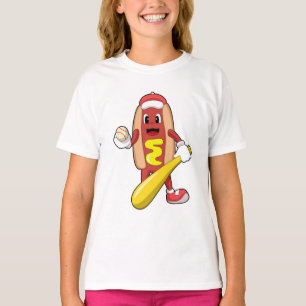 Camiseta Cachorro no Baseball com Baco-Beisebol
