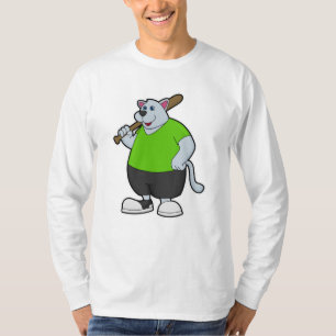 Camiseta Cachorro no Baseball com bastão de beisebol