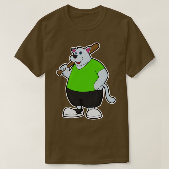 Camiseta Cachorro no Beisebol com taco de beisebol 3 (Frente do Design)