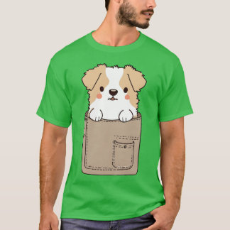 Camiseta Cachorro no bolso cachorrinho engraçado para a men
