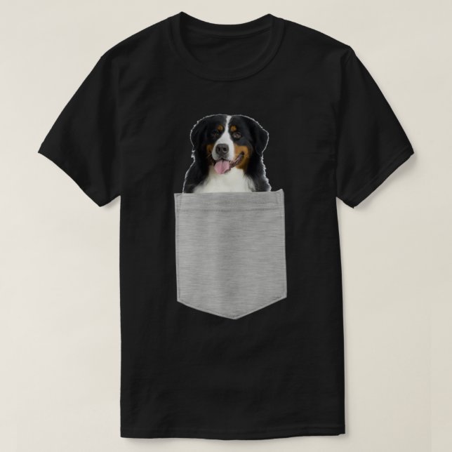 Camiseta Cachorro no bolso Cachorro da Montanha Bernese (Frente do Design)