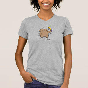 Camiseta Cachorro no Chuveiro Poodle Marrom Tempo de Banho 