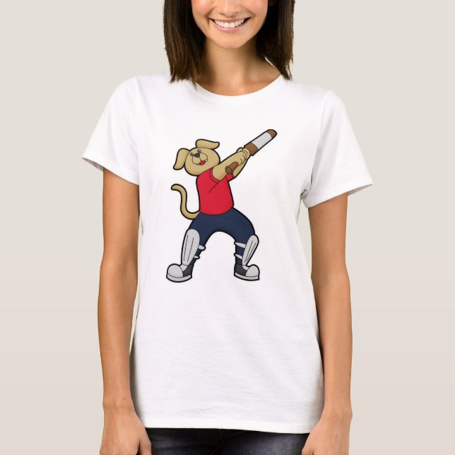 Camiseta Cachorro no Cricket com morcego de Cricket (Frente)