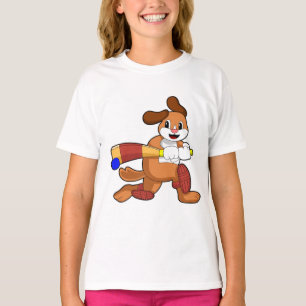 Camiseta Cachorro no Cricket com morcego de Cricket