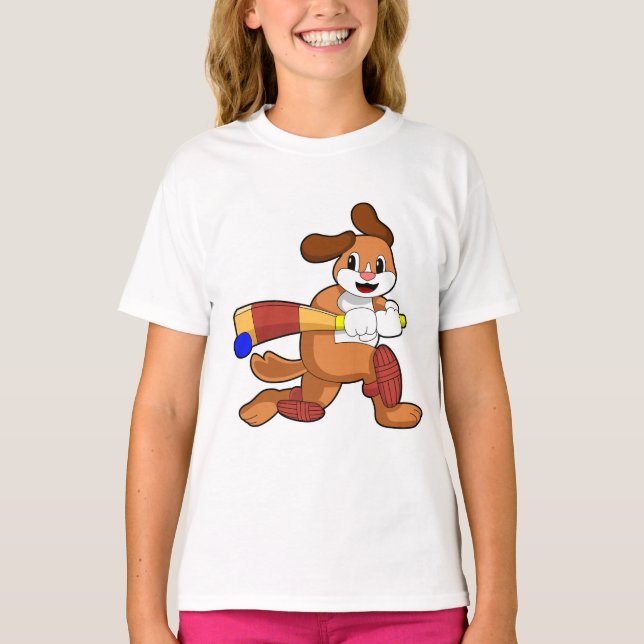 Camiseta Cachorro no Cricket com morcego de Cricket (Frente)