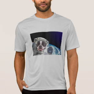 Camiseta Cachorro no Espaço Boston Terrier Premium