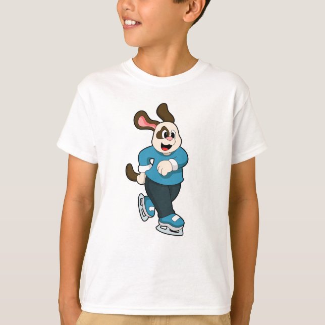 Camiseta Cachorro no gelo com skates de gelo (Frente)