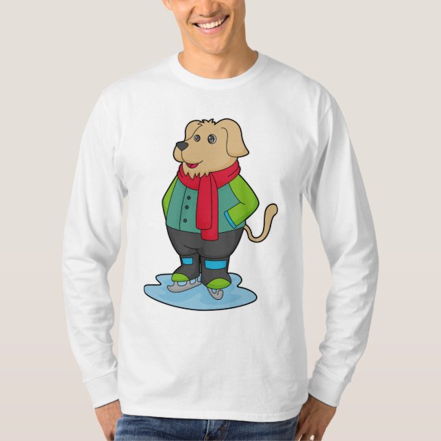 Camiseta Cachorro no gelo com skates de gelo (Frente)